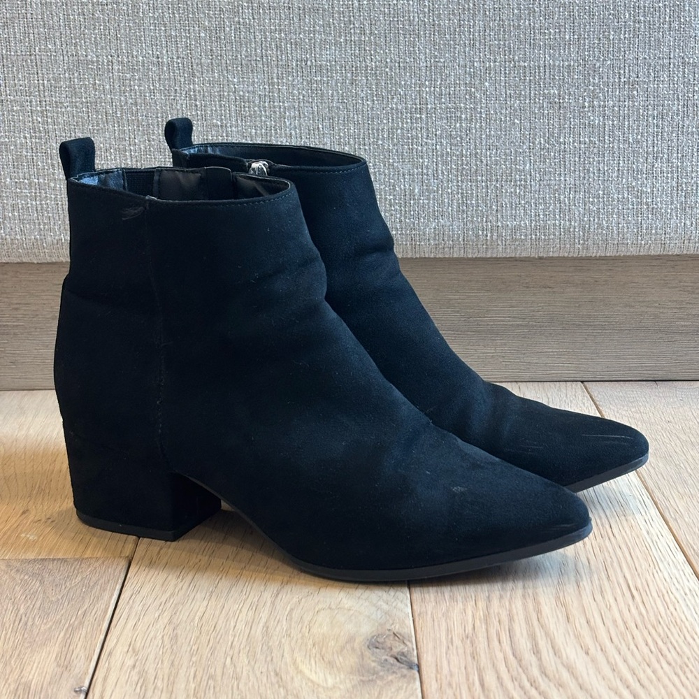 Women’s Black Suede Block Heel Ankle Boots
